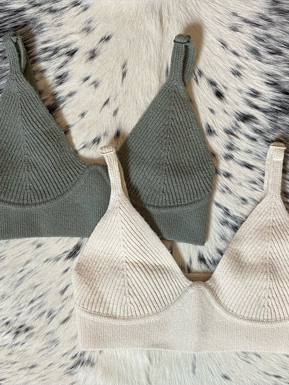 JONATHAN SIMKHAI “AERIS” WOOL & CASHMERE BLEND BRALETTES, SET OF 2 XS